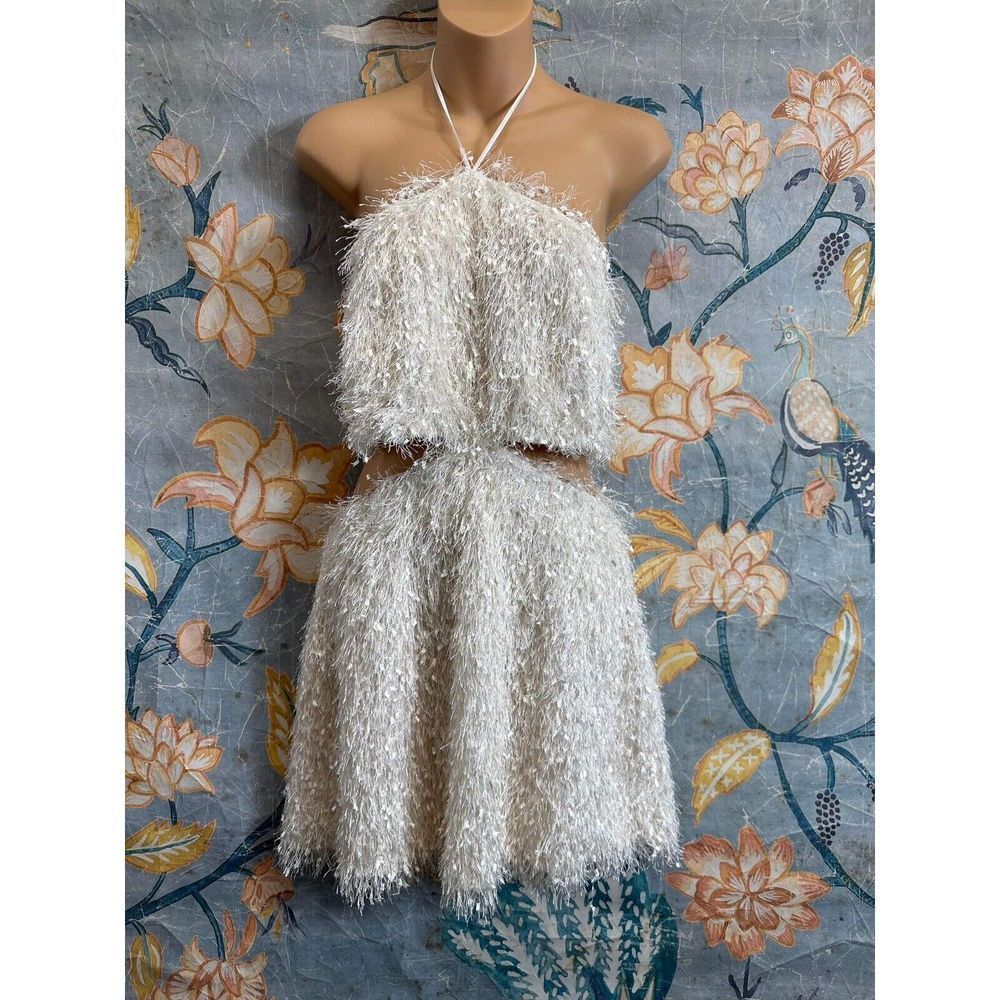 BHLDN Ivory Feathered Mini Dress - Picture 4 of 7